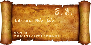 Bablena Máté névjegykártya